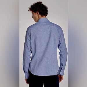 NWT Black Brown 1826 Men’s Slim Fit Blue Button Down Shirt size M